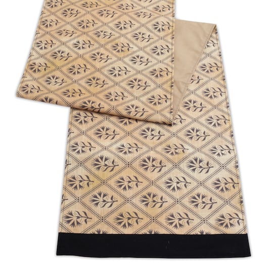 Black & Gold Geometric Floral Patterned Table Runner Set